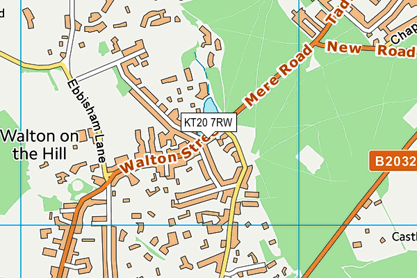 KT20 7RW map - OS VectorMap District (Ordnance Survey)
