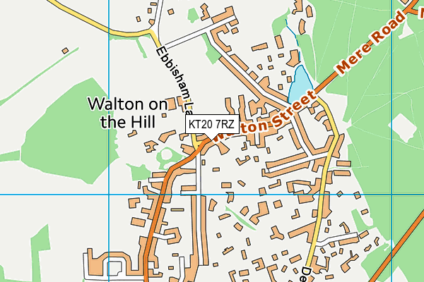 KT20 7RZ map - OS VectorMap District (Ordnance Survey)