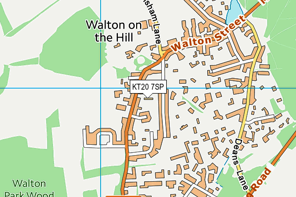 KT20 7SP map - OS VectorMap District (Ordnance Survey)
