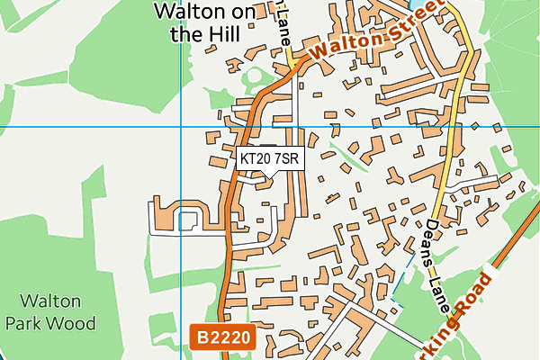 KT20 7SR map - OS VectorMap District (Ordnance Survey)