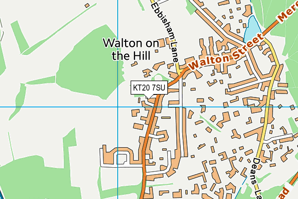 KT20 7SU map - OS VectorMap District (Ordnance Survey)