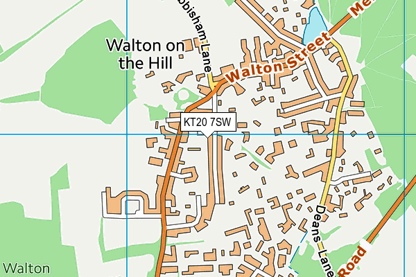 KT20 7SW map - OS VectorMap District (Ordnance Survey)