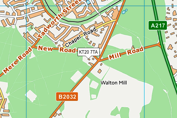 KT20 7TA map - OS VectorMap District (Ordnance Survey)