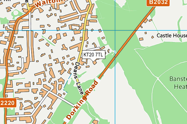 KT20 7TL map - OS VectorMap District (Ordnance Survey)