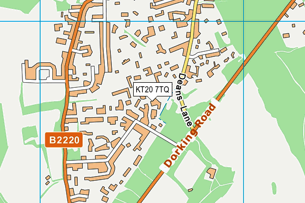 KT20 7TQ map - OS VectorMap District (Ordnance Survey)