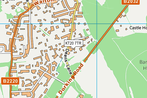 KT20 7TR map - OS VectorMap District (Ordnance Survey)