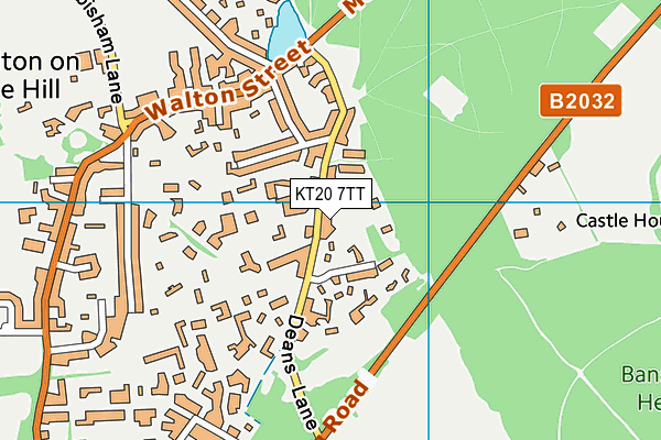 KT20 7TT map - OS VectorMap District (Ordnance Survey)