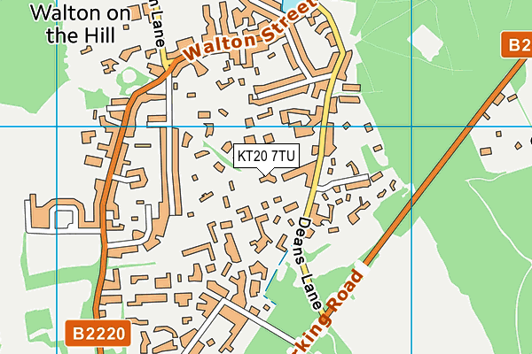 KT20 7TU map - OS VectorMap District (Ordnance Survey)