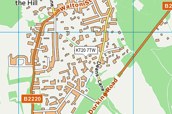KT20 7TW map - OS VectorMap District (Ordnance Survey)