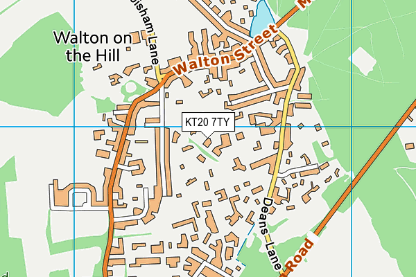 KT20 7TY map - OS VectorMap District (Ordnance Survey)