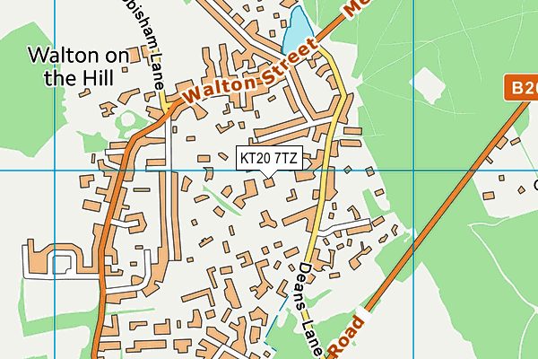 KT20 7TZ map - OS VectorMap District (Ordnance Survey)