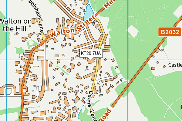 KT20 7UA map - OS VectorMap District (Ordnance Survey)