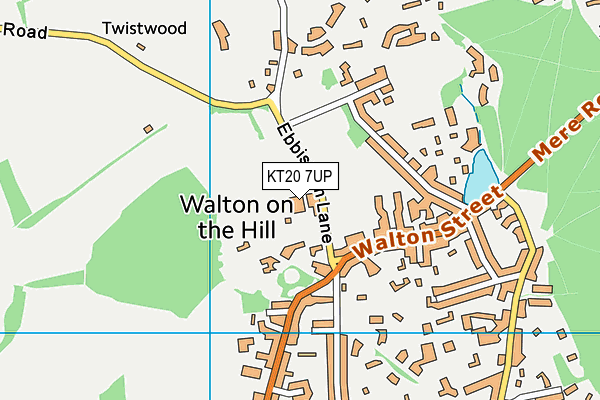 KT20 7UP map - OS VectorMap District (Ordnance Survey)