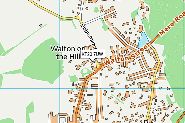 KT20 7UW map - OS VectorMap District (Ordnance Survey)