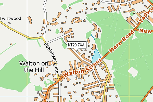 KT20 7XA map - OS VectorMap District (Ordnance Survey)