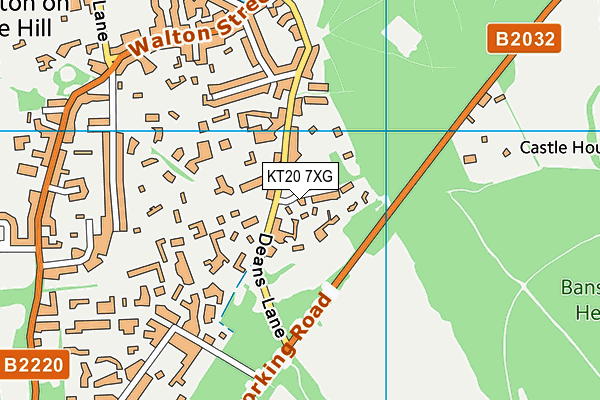 KT20 7XG map - OS VectorMap District (Ordnance Survey)