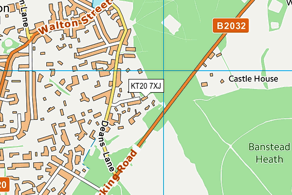 KT20 7XJ map - OS VectorMap District (Ordnance Survey)