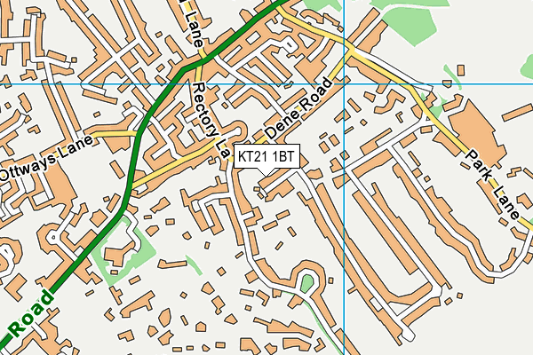 KT21 1BT map - OS VectorMap District (Ordnance Survey)