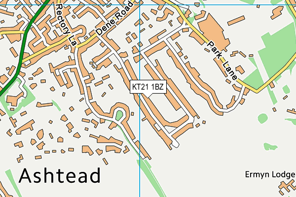 KT21 1BZ map - OS VectorMap District (Ordnance Survey)