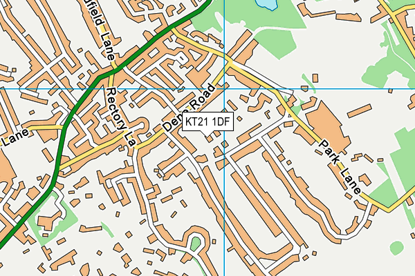 KT21 1DF map - OS VectorMap District (Ordnance Survey)