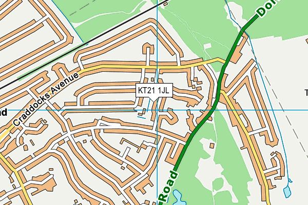 KT21 1JL map - OS VectorMap District (Ordnance Survey)