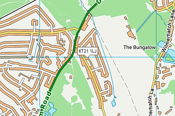 KT21 1LJ map - OS VectorMap District (Ordnance Survey)