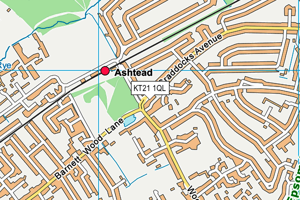 KT21 1QL map - OS VectorMap District (Ordnance Survey)