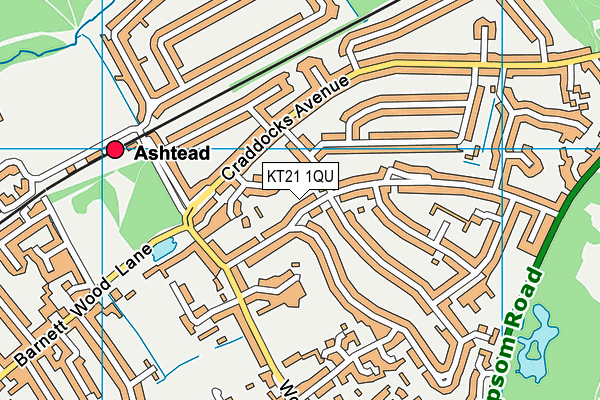 KT21 1QU map - OS VectorMap District (Ordnance Survey)