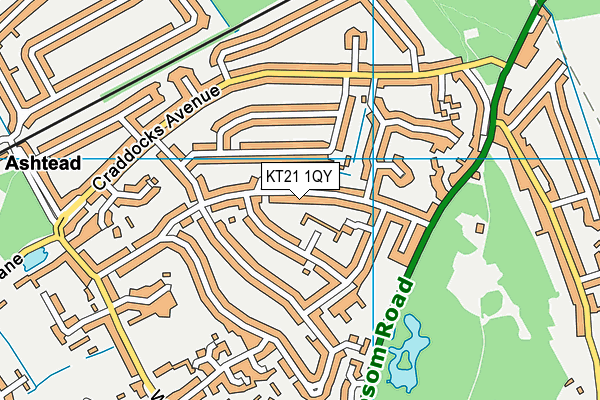 KT21 1QY map - OS VectorMap District (Ordnance Survey)