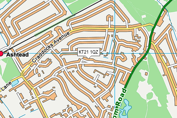 KT21 1QZ map - OS VectorMap District (Ordnance Survey)
