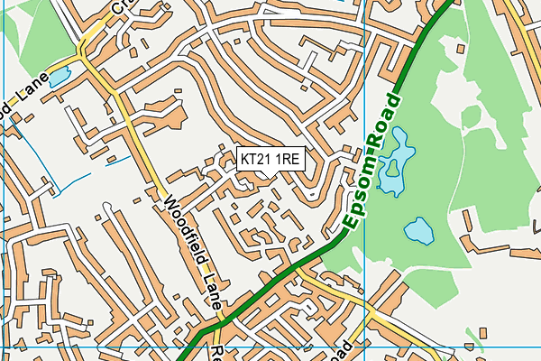 KT21 1RE map - OS VectorMap District (Ordnance Survey)