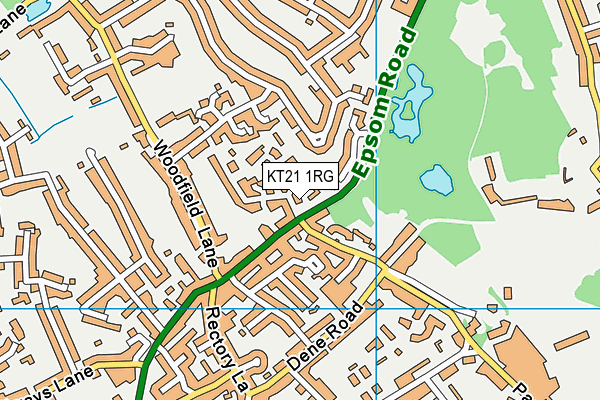 KT21 1RG map - OS VectorMap District (Ordnance Survey)