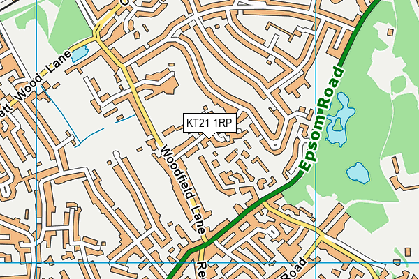 KT21 1RP map - OS VectorMap District (Ordnance Survey)