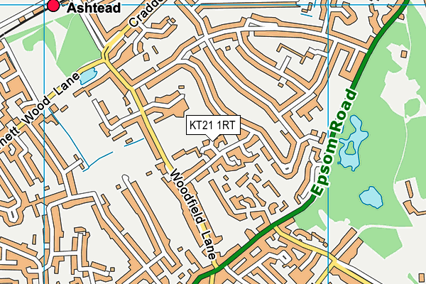 KT21 1RT map - OS VectorMap District (Ordnance Survey)