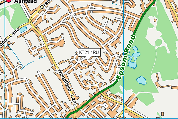 KT21 1RU map - OS VectorMap District (Ordnance Survey)