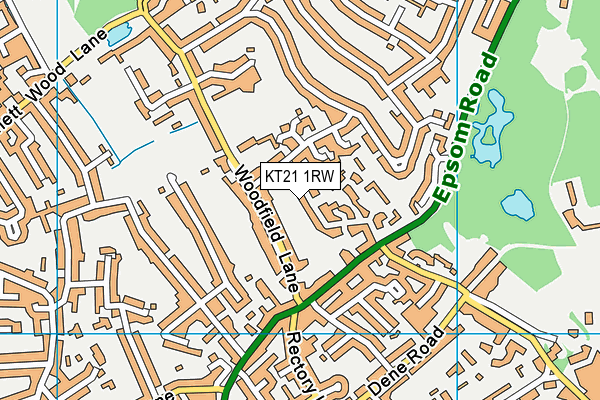 KT21 1RW map - OS VectorMap District (Ordnance Survey)