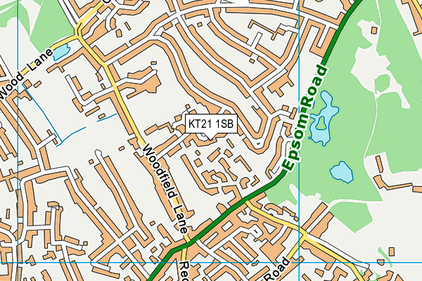 KT21 1SB map - OS VectorMap District (Ordnance Survey)