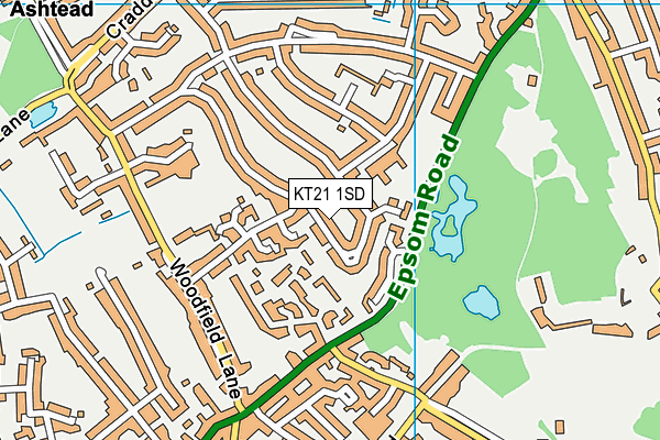 KT21 1SD map - OS VectorMap District (Ordnance Survey)