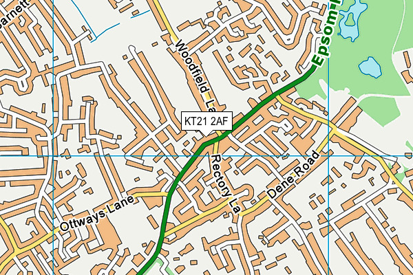 KT21 2AF map - OS VectorMap District (Ordnance Survey)