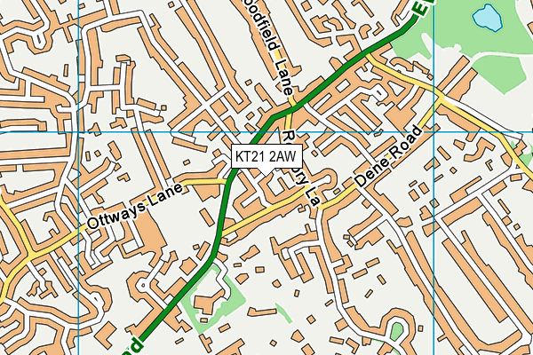 KT21 2AW map - OS VectorMap District (Ordnance Survey)