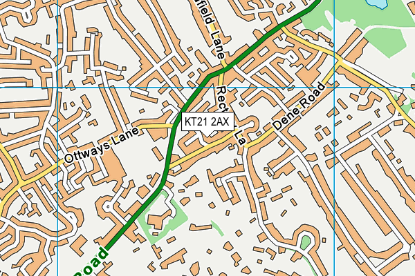 KT21 2AX map - OS VectorMap District (Ordnance Survey)