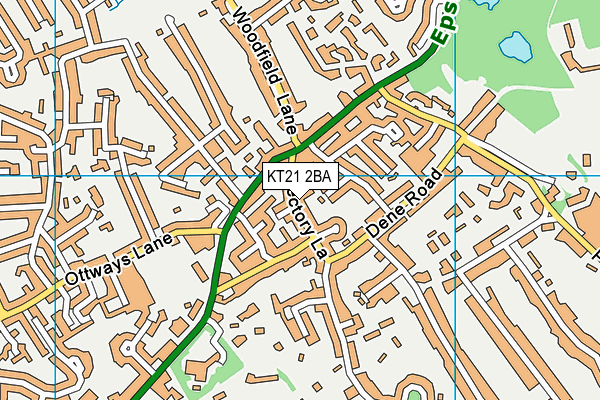 KT21 2BA map - OS VectorMap District (Ordnance Survey)