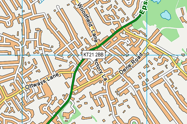 KT21 2BB map - OS VectorMap District (Ordnance Survey)