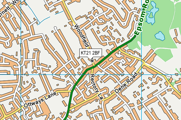 KT21 2BF map - OS VectorMap District (Ordnance Survey)