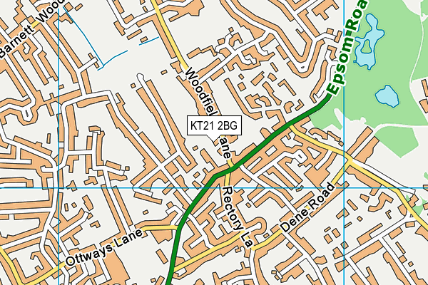 KT21 2BG map - OS VectorMap District (Ordnance Survey)