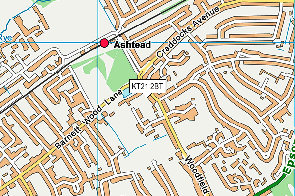 KT21 2BT map - OS VectorMap District (Ordnance Survey)