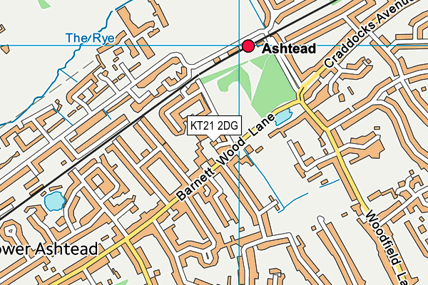 KT21 2DG map - OS VectorMap District (Ordnance Survey)