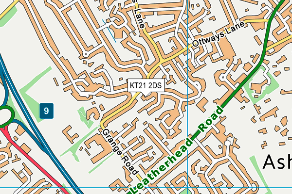 KT21 2DS map - OS VectorMap District (Ordnance Survey)