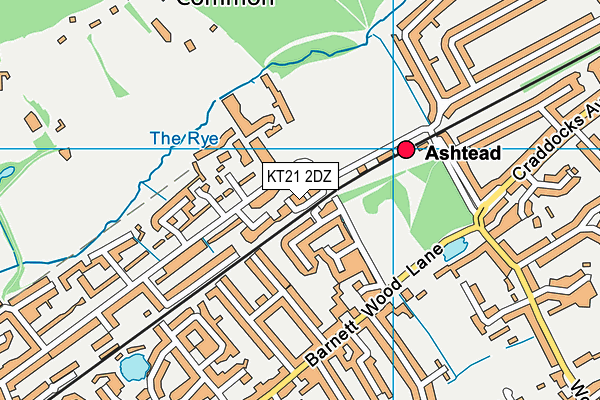 KT21 2DZ map - OS VectorMap District (Ordnance Survey)