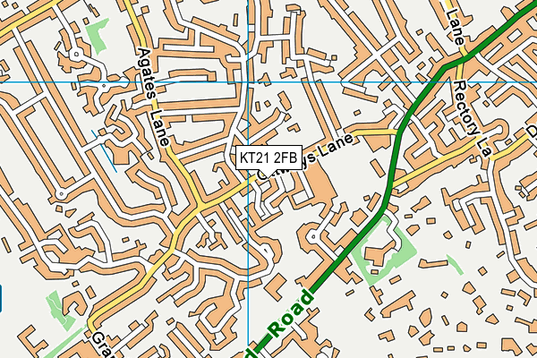 KT21 2FB map - OS VectorMap District (Ordnance Survey)